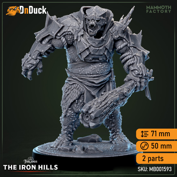Buy 3d miniature Huge. Ironcrag Ogre. DnDuck Miniatures Store. 3D figures of characters, elves, monsters, bestiaries, landscape, dragons figures and accessories for role-playing games