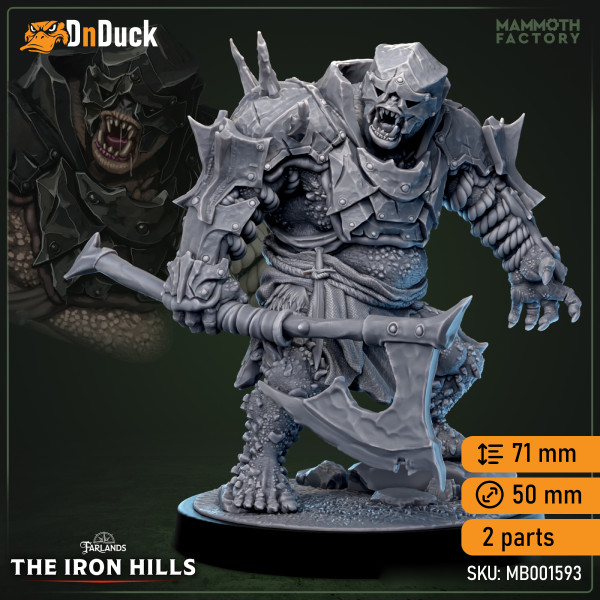 Buy 3d miniature Huge. Ironcrag Ogre. DnDuck Miniatures Store. 3D figures of characters, elves, monsters, bestiaries, landscape, dragons figures and accessories for role-playing games