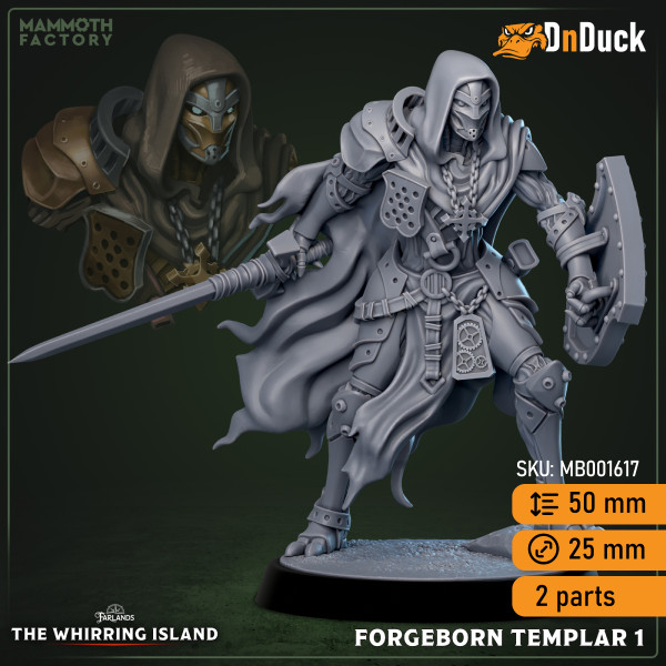 Buy 3d miniature Construct. Forgeborn Templar. DnDuck Miniatures Store. 3D figures of characters, elves, monsters, bestiaries, landscape, dragons figures and accessories for role-playing games