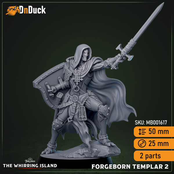 Buy 3d miniature Construct. Forgeborn Templar. DnDuck Miniatures Store. 3D figures of characters, elves, monsters, bestiaries, landscape, dragons figures and accessories for role-playing games
