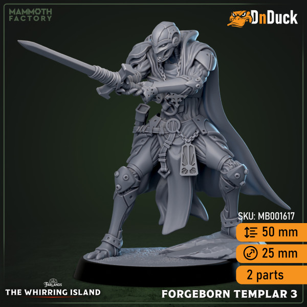 Buy 3d miniature Construct. Forgeborn Templar. DnDuck Miniatures Store. 3D figures of characters, elves, monsters, bestiaries, landscape, dragons figures and accessories for role-playing games