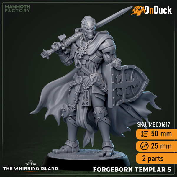 Buy 3d miniature Construct. Forgeborn Templar. DnDuck Miniatures Store. 3D figures of characters, elves, monsters, bestiaries, landscape, dragons figures and accessories for role-playing games