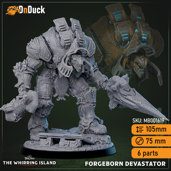 Buy 3d miniature Construct. Forgeborn Devastator. DnDuck Miniatures Store. 3D figures of characters, elves, monsters, bestiaries, landscape, dragons figures and accessories for role-playing games