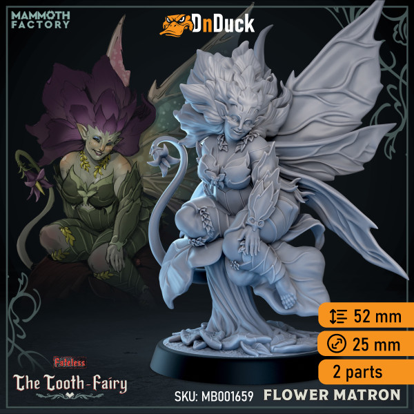 Kaufen 3d miniatur Fee. Flower Matron. DnDuck Miniatures Store. 3D-Figuren von Charakteren, Elfen, Monstern, Bestiarien, Landschaften, Drachenfiguren und Zubehör für Rollenspiele.