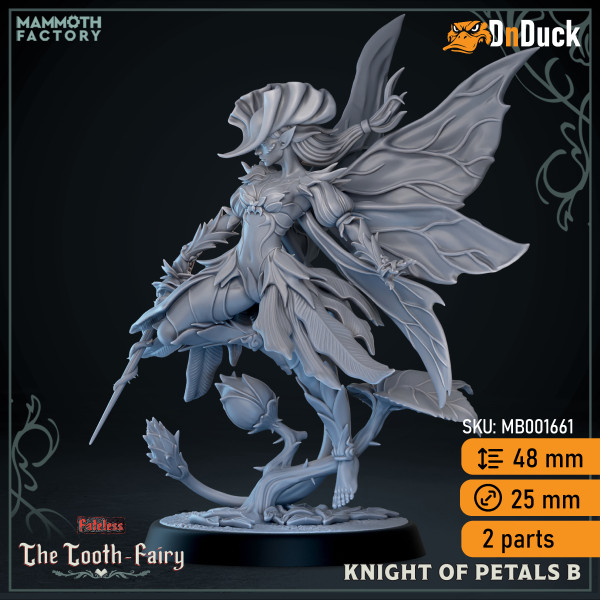 Buy 3d miniature Fairy. Knight of Petals. DnDuck Miniatures Store. 3D figures of characters, elves, monsters, bestiaries, landscape, dragons figures and accessories for role-playing games