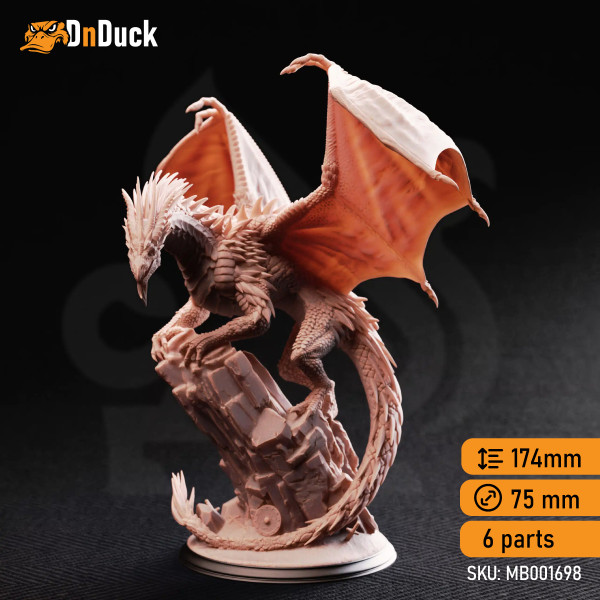 Buy 3d miniature Dragon. Gintharax – Adult Silver Dragon. DnDuck Miniatures Store. 3D figures of characters, elves, monsters, bestiaries, landscape, dragons figures and accessories for role-playing games