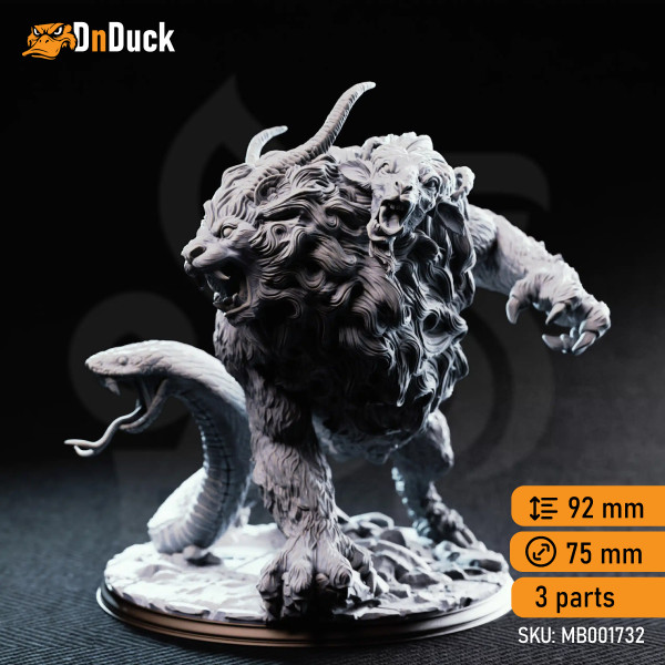 Buy 3d miniature Monster. Capricalion – Chimera of the Plains. DnDuck Miniatures Store. 3D figures of characters, elves, monsters, bestiaries, landscape, dragons figures and accessories for role-playing games