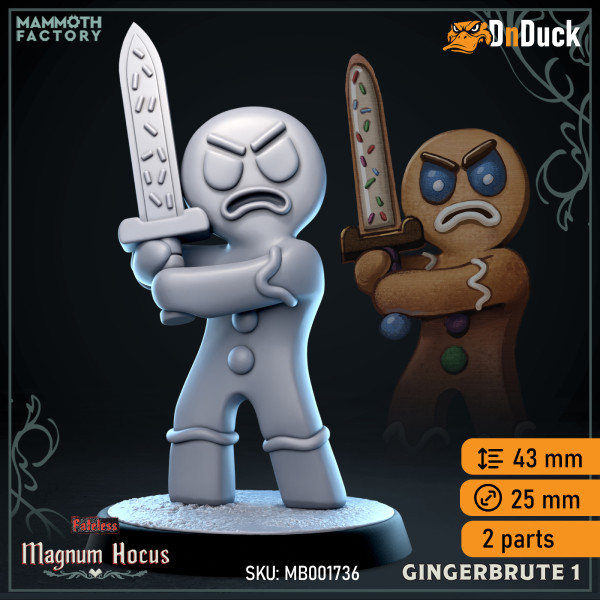 Buy 3d miniature Construct. Gingerbrutes. DnDuck Miniatures Store. 3D figures of characters, elves, monsters, bestiaries, landscape, dragons figures and accessories for role-playing games