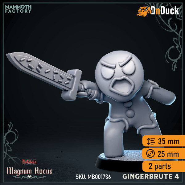 Buy 3d miniature Construct. Gingerbrutes. DnDuck Miniatures Store. 3D figures of characters, elves, monsters, bestiaries, landscape, dragons figures and accessories for role-playing games