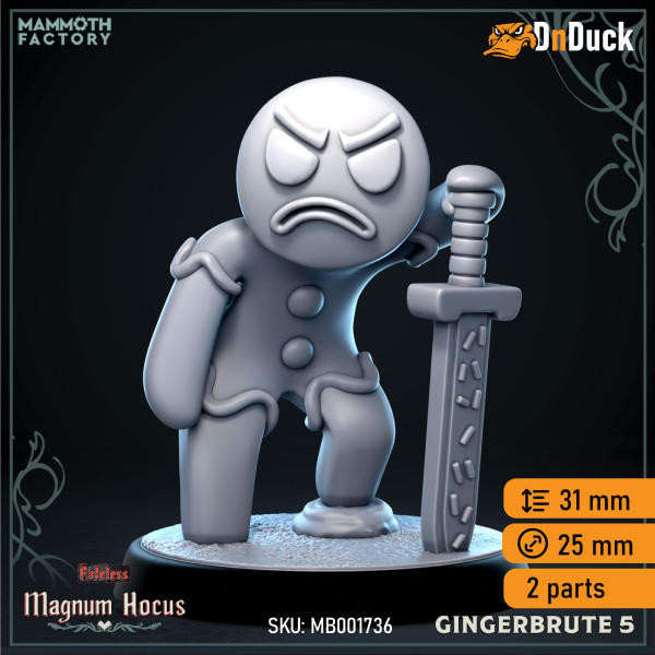 Buy 3d miniature Construct. Gingerbrutes. DnDuck Miniatures Store. 3D figures of characters, elves, monsters, bestiaries, landscape, dragons figures and accessories for role-playing games