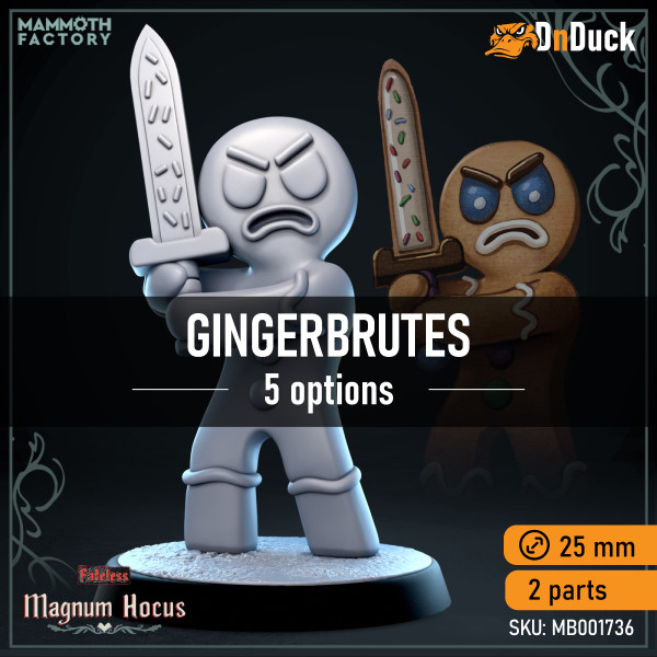 Buy 3d miniature Construct. Gingerbrutes. DnDuck Miniatures Store. 3D figures of characters, elves, monsters, bestiaries, landscape, dragons figures and accessories for role-playing games