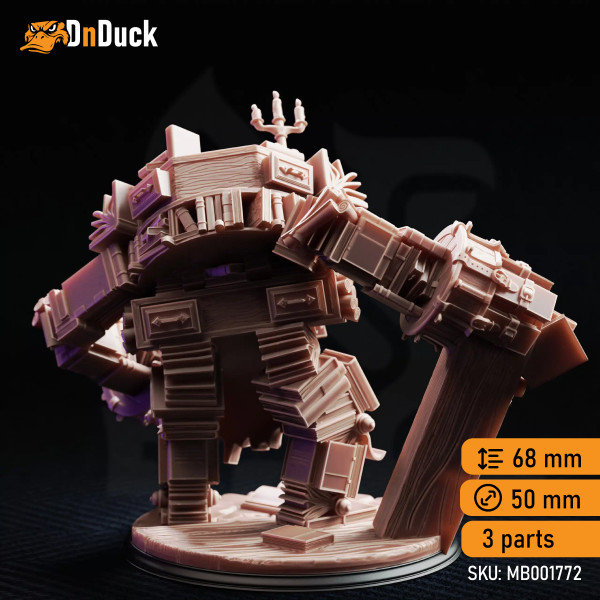 Buy 3d miniature Construct. The Forbidden Section – Library Golem. DnDuck Miniatures Store. 3D figures of characters, elves, monsters, bestiaries, landscape, dragons figures and accessories for role-playing games