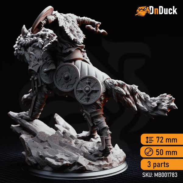 Buy 3d miniature Beast. Skjolnir & Haarn – The Wolf Knight. DnDuck Miniatures Store. 3D figures of characters, elves, monsters, bestiaries, landscape, dragons figures and accessories for role-playing games