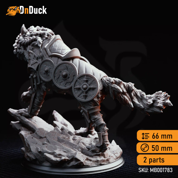 Buy 3d miniature Beast. Skjolnir & Haarn – The Wolf Knight. DnDuck Miniatures Store. 3D figures of characters, elves, monsters, bestiaries, landscape, dragons figures and accessories for role-playing games