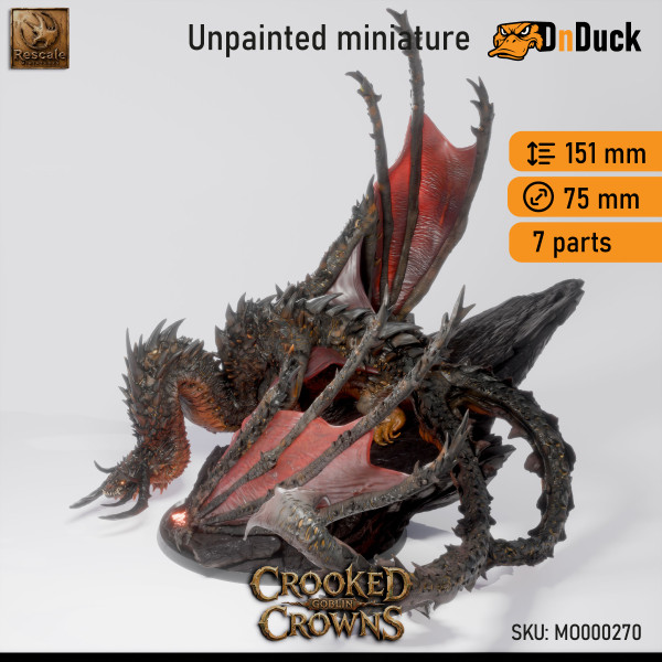 Buy 3d miniature Dragon. Magma Dragon - Adult. DnDuck Miniatures Store. 3D figures of characters, elves, monsters, bestiaries, landscape, dragons figures and accessories for role-playing games