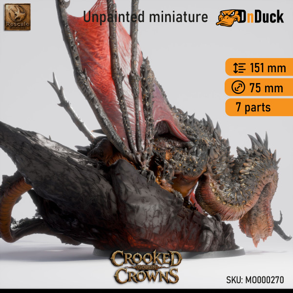 Buy 3d miniature Dragon. Magma Dragon - Adult. DnDuck Miniatures Store. 3D figures of characters, elves, monsters, bestiaries, landscape, dragons figures and accessories for role-playing games