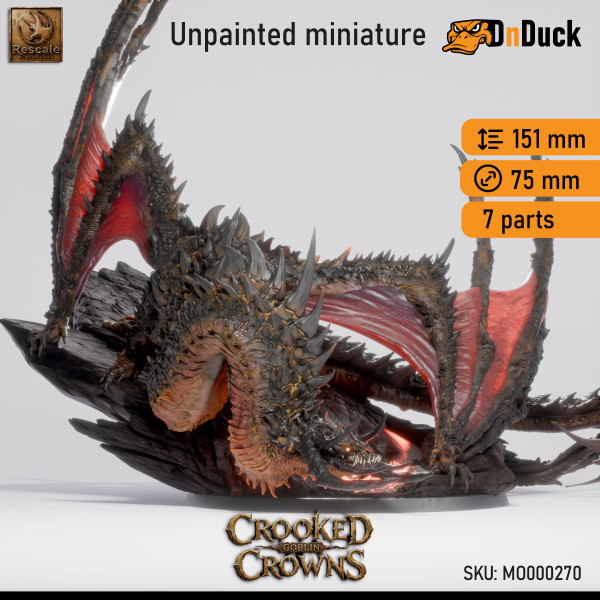 Buy 3d miniature Dragon. Magma Dragon - Adult. DnDuck Miniatures Store. 3D figures of characters, elves, monsters, bestiaries, landscape, dragons figures and accessories for role-playing games