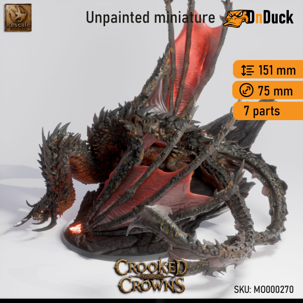 Buy 3d miniature Dragon. Magma Dragon - Adult. DnDuck Miniatures Store. 3D figures of characters, elves, monsters, bestiaries, landscape, dragons figures and accessories for role-playing games