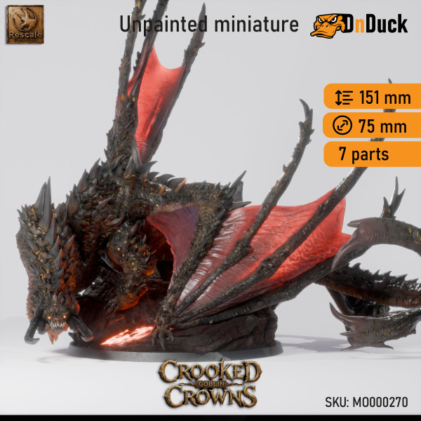 Buy 3d miniature Dragon. Magma Dragon - Adult. DnDuck Miniatures Store. 3D figures of characters, elves, monsters, bestiaries, landscape, dragons figures and accessories for role-playing games