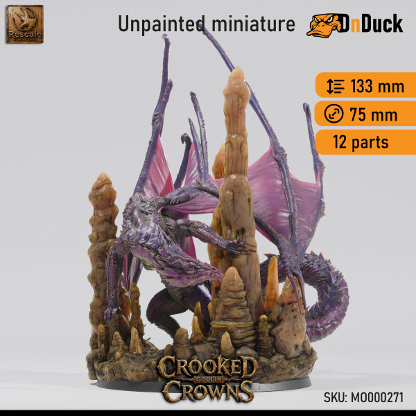 Buy 3d miniature Dragon. Deep Dragon - Adult. DnDuck Miniatures Store. 3D figures of characters, elves, monsters, bestiaries, landscape, dragons figures and accessories for role-playing games