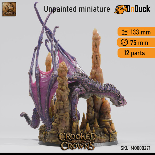 Buy 3d miniature Dragon. Deep Dragon - Adult. DnDuck Miniatures Store. 3D figures of characters, elves, monsters, bestiaries, landscape, dragons figures and accessories for role-playing games