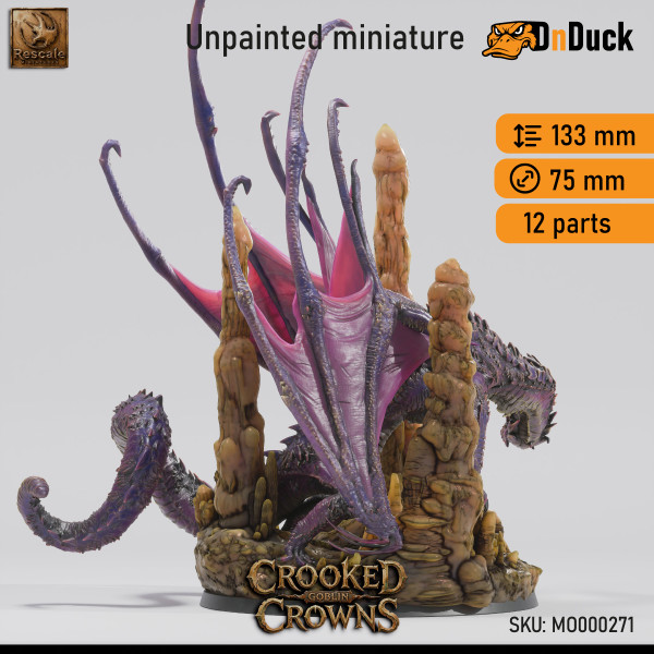 Buy 3d miniature Dragon. Deep Dragon - Adult. DnDuck Miniatures Store. 3D figures of characters, elves, monsters, bestiaries, landscape, dragons figures and accessories for role-playing games