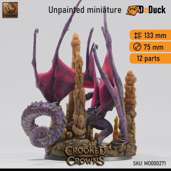 Buy 3d miniature Dragon. Deep Dragon - Adult. DnDuck Miniatures Store. 3D figures of characters, elves, monsters, bestiaries, landscape, dragons figures and accessories for role-playing games