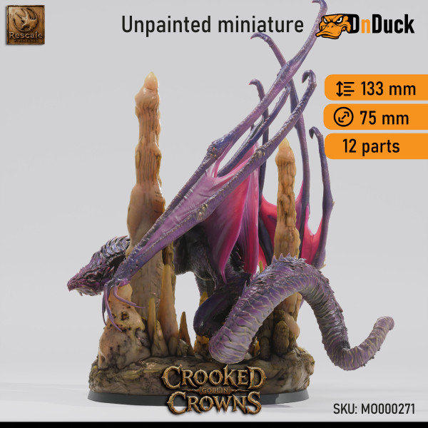 Buy 3d miniature Dragon. Deep Dragon - Adult. DnDuck Miniatures Store. 3D figures of characters, elves, monsters, bestiaries, landscape, dragons figures and accessories for role-playing games