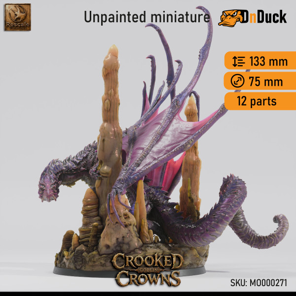Buy 3d miniature Dragon. Deep Dragon - Adult. DnDuck Miniatures Store. 3D figures of characters, elves, monsters, bestiaries, landscape, dragons figures and accessories for role-playing games