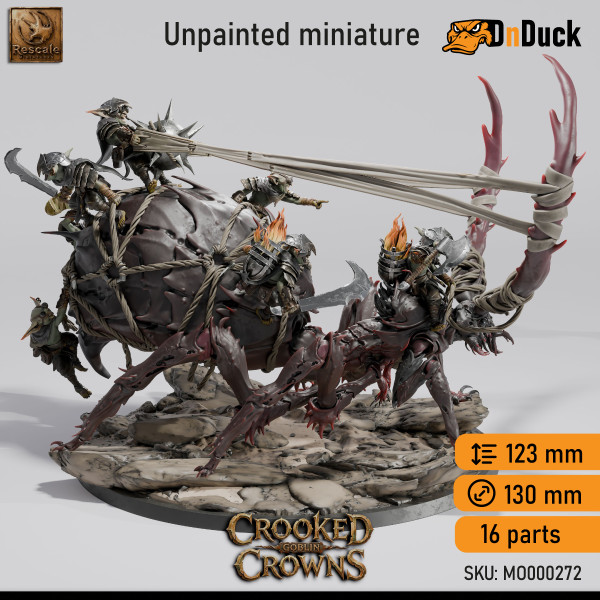 Buy 3d miniature Beast / Goblin / Humanoid . Goblin Siege Crawler. DnDuck Miniatures Store. 3D figures of characters, elves, monsters, bestiaries, landscape, dragons figures and accessories for role-playing games