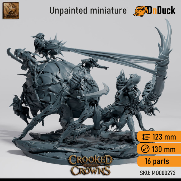 Buy 3d miniature Beast / Goblin / Humanoid . Goblin Siege Crawler. DnDuck Miniatures Store. 3D figures of characters, elves, monsters, bestiaries, landscape, dragons figures and accessories for role-playing games