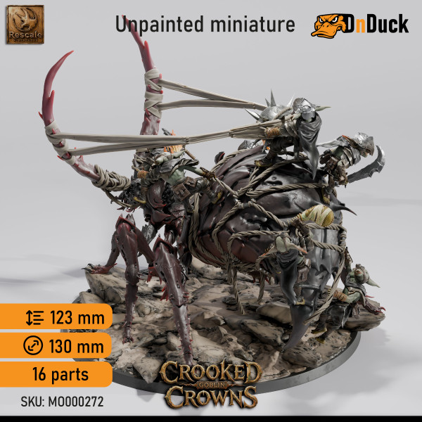 Buy 3d miniature Beast / Goblin / Humanoid . Goblin Siege Crawler. DnDuck Miniatures Store. 3D figures of characters, elves, monsters, bestiaries, landscape, dragons figures and accessories for role-playing games