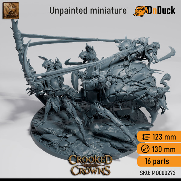 Buy 3d miniature Beast / Goblin / Humanoid . Goblin Siege Crawler. DnDuck Miniatures Store. 3D figures of characters, elves, monsters, bestiaries, landscape, dragons figures and accessories for role-playing games