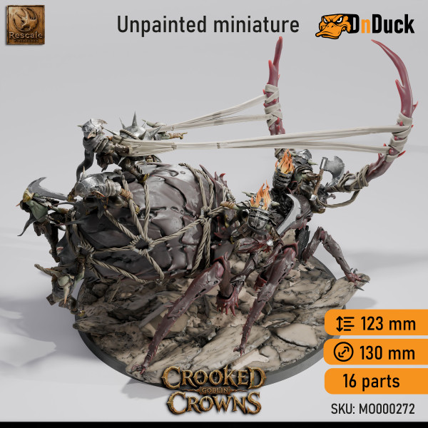 Buy 3d miniature Beast / Goblin / Humanoid . Goblin Siege Crawler. DnDuck Miniatures Store. 3D figures of characters, elves, monsters, bestiaries, landscape, dragons figures and accessories for role-playing games