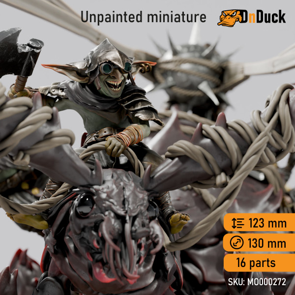 Buy 3d miniature Beast / Goblin / Humanoid . Goblin Siege Crawler. DnDuck Miniatures Store. 3D figures of characters, elves, monsters, bestiaries, landscape, dragons figures and accessories for role-playing games
