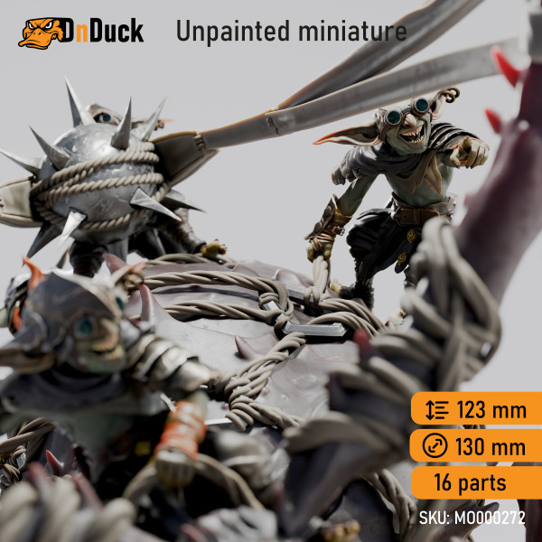 Buy 3d miniature Beast / Goblin / Humanoid . Goblin Siege Crawler. DnDuck Miniatures Store. 3D figures of characters, elves, monsters, bestiaries, landscape, dragons figures and accessories for role-playing games
