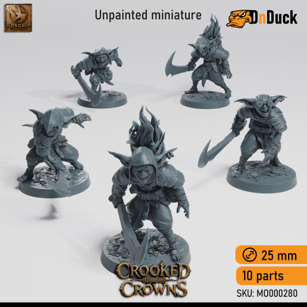 Buy 3d miniature Goblin / Humanoid. Pack Goblins 5. DnDuck Miniatures Store. 3D figures of characters, elves, monsters, bestiaries, landscape, dragons figures and accessories for role-playing games