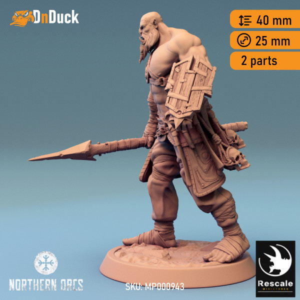 Buy 3d miniature Orc. Barbarian / Fighter / NPC. Orc King Azhrog Charge 1. DnDuck Miniatures Store. 3D figures of characters, elves, monsters, bestiaries, landscape, dragons figures and accessories for role-playing games