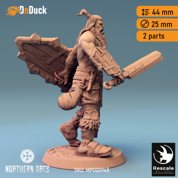 Buy 3d miniature Orc. Barbarian / Fighter / NPC. Orc Soldier Sword 1. DnDuck Miniatures Store. 3D figures of characters, elves, monsters, bestiaries, landscape, dragons figures and accessories for role-playing games