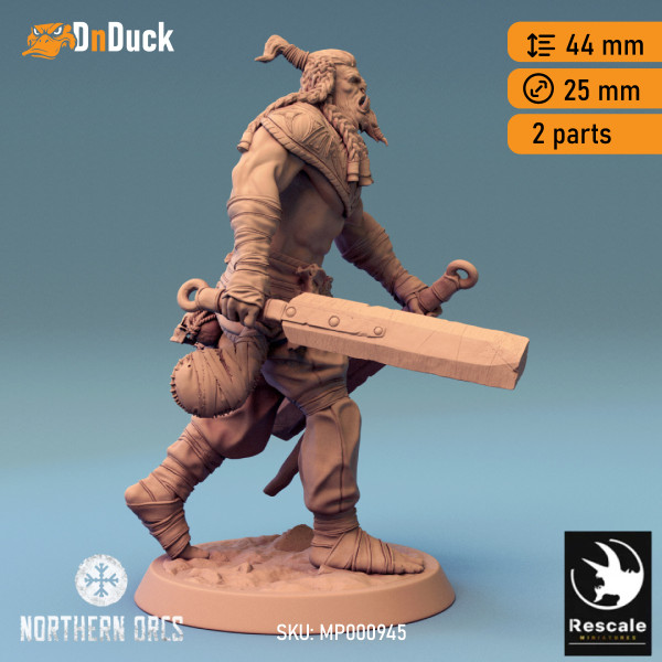 Buy 3d miniature Orc. Barbarian / Fighter / NPC. Orc Soldier Sword 2. DnDuck Miniatures Store. 3D figures of characters, elves, monsters, bestiaries, landscape, dragons figures and accessories for role-playing games