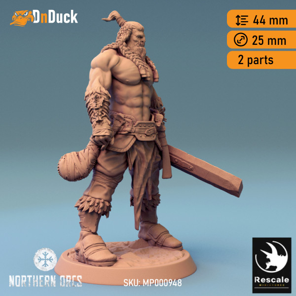 Buy 3d miniature Orc. Barbarian / Fighter / NPC. Orc Soldier Sword 4. DnDuck Miniatures Store. 3D figures of characters, elves, monsters, bestiaries, landscape, dragons figures and accessories for role-playing games