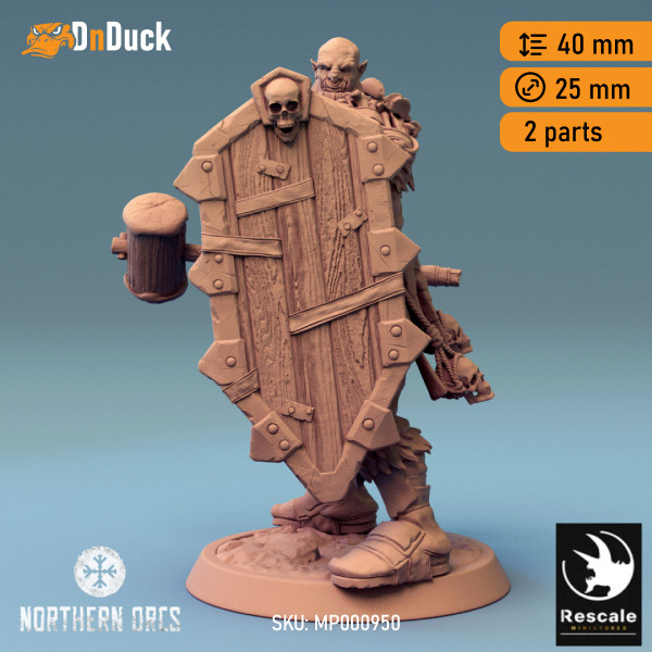 Buy 3d miniature Orc. Barbarian / Fighter / NPC. Orc Soldier Hammer 1. DnDuck Miniatures Store. 3D figures of characters, elves, monsters, bestiaries, landscape, dragons figures and accessories for role-playing games