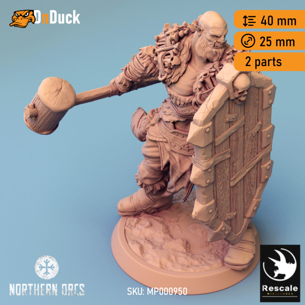 Buy 3d miniature Orc. Barbarian / Fighter / NPC. Orc Soldier Hammer 1. DnDuck Miniatures Store. 3D figures of characters, elves, monsters, bestiaries, landscape, dragons figures and accessories for role-playing games