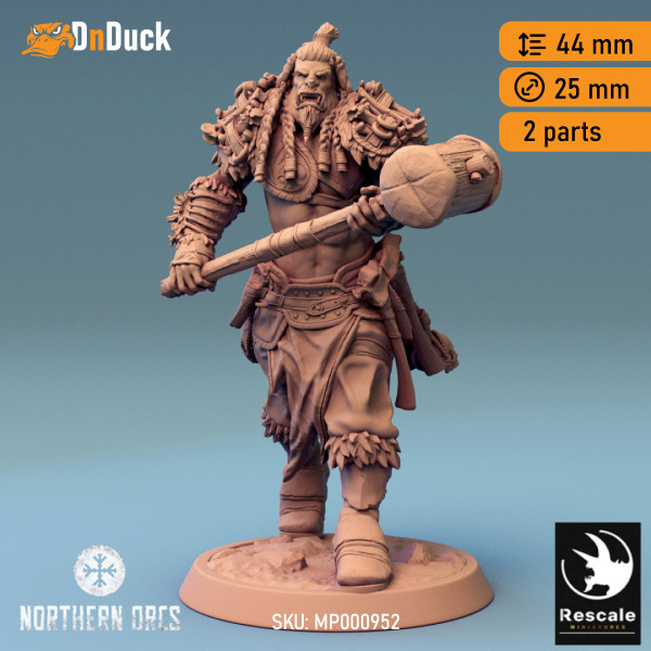 Buy 3d miniature Orc. Barbarian / Fighter / NPC. Orc Soldier Hammer 3. DnDuck Miniatures Store. 3D figures of characters, elves, monsters, bestiaries, landscape, dragons figures and accessories for role-playing games