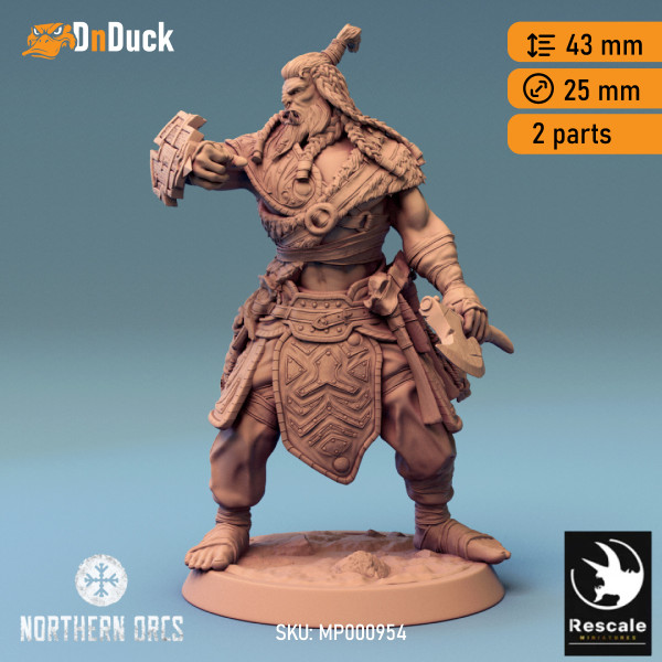 Buy 3d miniature Orc. Barbarian / Fighter / NPC. Orc Soldier Axe 1. DnDuck Miniatures Store. 3D figures of characters, elves, monsters, bestiaries, landscape, dragons figures and accessories for role-playing games