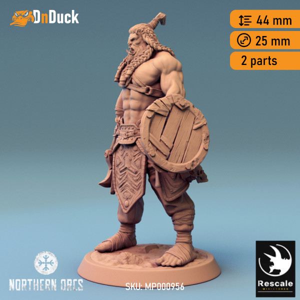 Buy 3d miniature Orc. Barbarian / Fighter / NPC. Orc Soldier Axe 3. DnDuck Miniatures Store. 3D figures of characters, elves, monsters, bestiaries, landscape, dragons figures and accessories for role-playing games