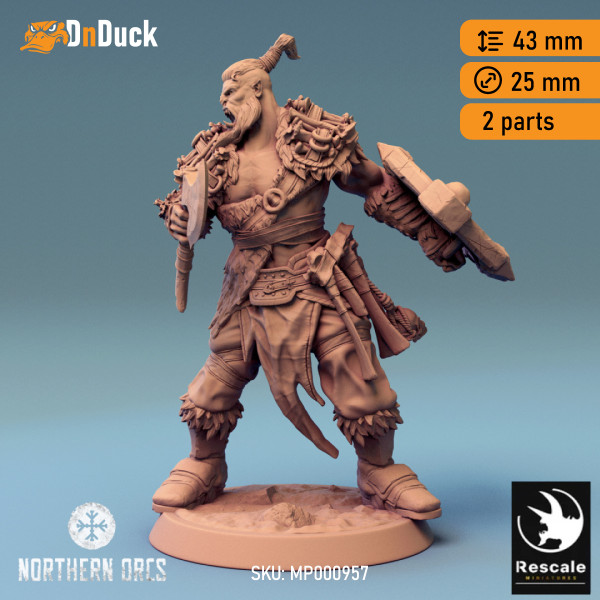 Buy 3d miniature Orc. Barbarian / Fighter / NPC. Orc Soldier Axe 4. DnDuck Miniatures Store. 3D figures of characters, elves, monsters, bestiaries, landscape, dragons figures and accessories for role-playing games