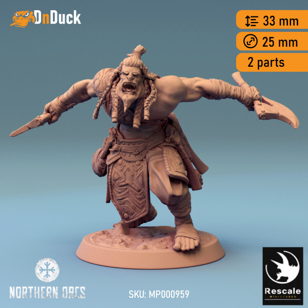 Buy 3d miniature Orc. Barbarian / Fighter / NPC. Orc Soldier Axe 6. DnDuck Miniatures Store. 3D figures of characters, elves, monsters, bestiaries, landscape, dragons figures and accessories for role-playing games