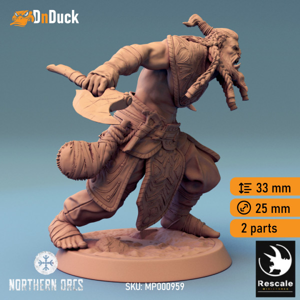 Buy 3d miniature Orc. Barbarian / Fighter / NPC. Orc Soldier Axe 6. DnDuck Miniatures Store. 3D figures of characters, elves, monsters, bestiaries, landscape, dragons figures and accessories for role-playing games