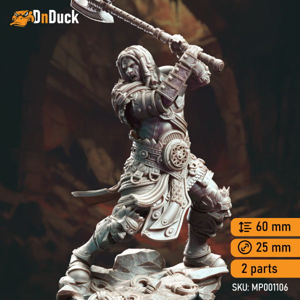 Buy 3d miniature Human Barbarian. Charnuk, Goliath Barbarian Knight. DnDuck Miniatures Store. 3D figures of characters, elves, monsters, bestiaries, landscape, dragons figures and accessories for role-playing games